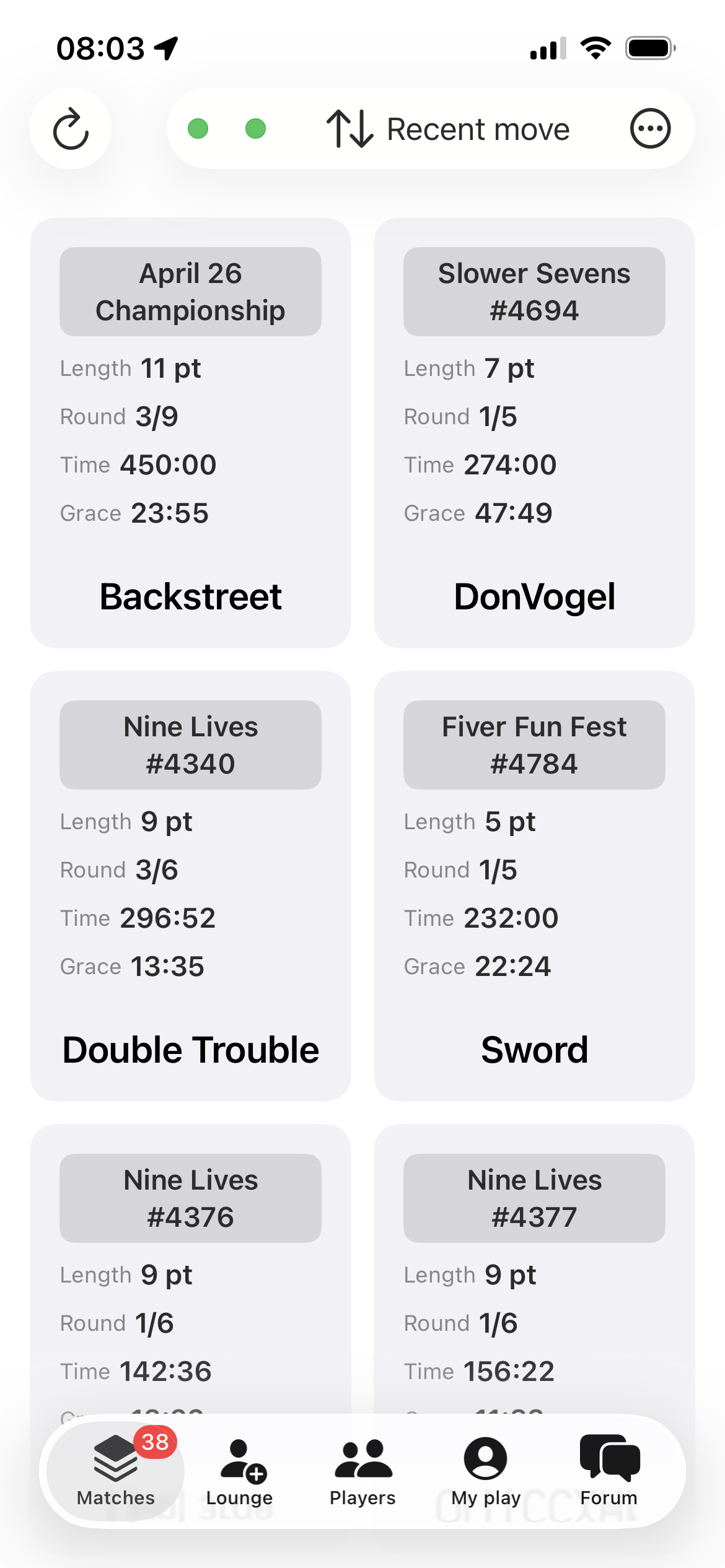 DailyGammon iPhone screenshot 1