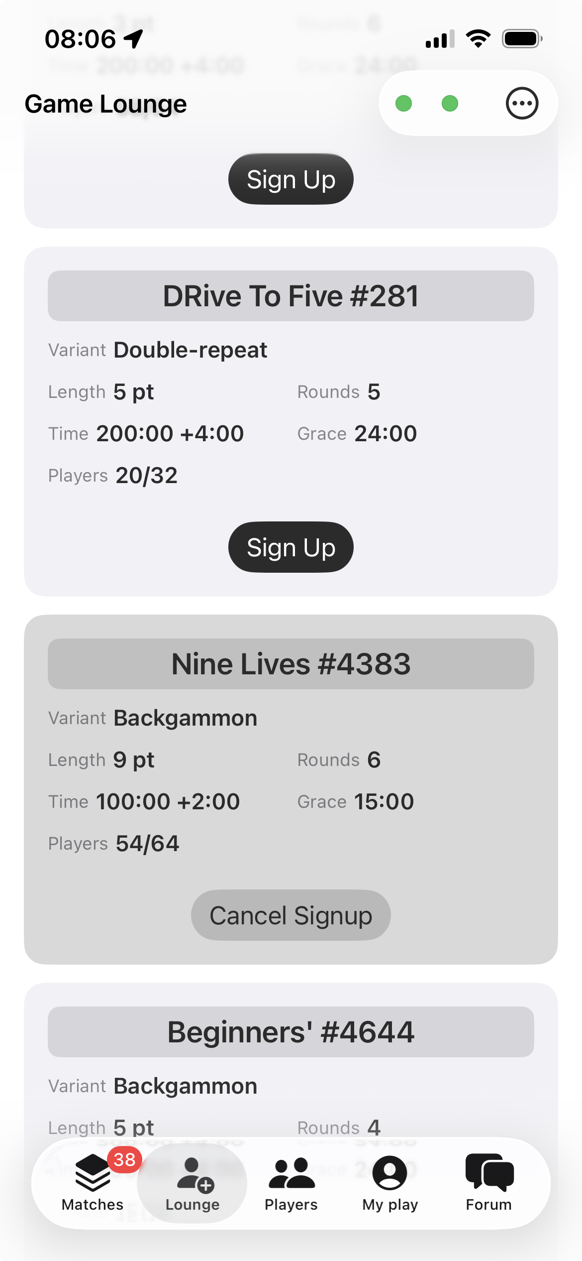 DailyGammon iPhone screenshot 5